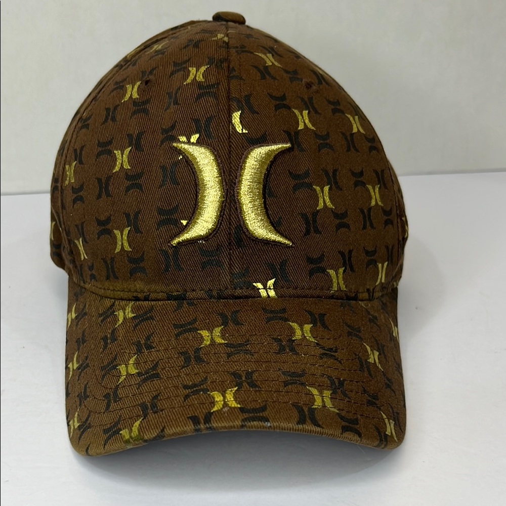 Hurley Brown and Gold Logo Cap size S-M UNISEX USED
